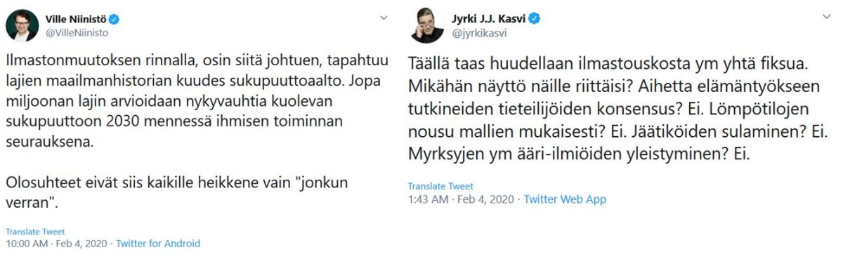 Ville Niinistö ja Jyrki Kasvi – kaksi tyypillistä vihreiden valheiden levittäjää